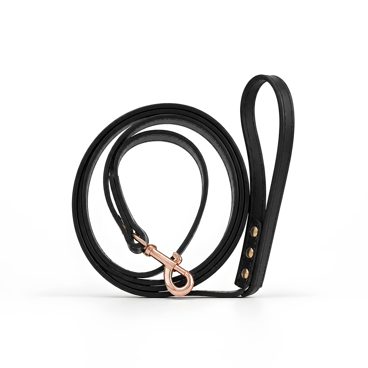 vonSalzburg® Leinen vonSalzburg® Dog Lederleine | Hundeleine mit Leder-Oberseite Espresso, Karabiner in Roségold, 1,46 m