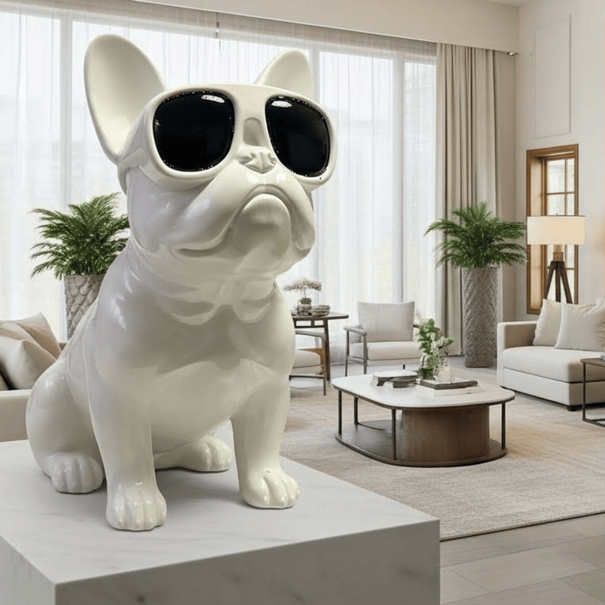 Good4Pets Store Sonstiges Elegante Bulldogge aus Kunstharz – Stilvolle Deko für Wohnzimmer, Büro oder Fensterbank in 4 Designs, XL - 36 cm hoch