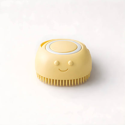 HundertHaar® Fellpflege HundertHaar® Massage- &amp; Shamponierbürste für Hunde mit Shampoo-Spender, sonnengelb