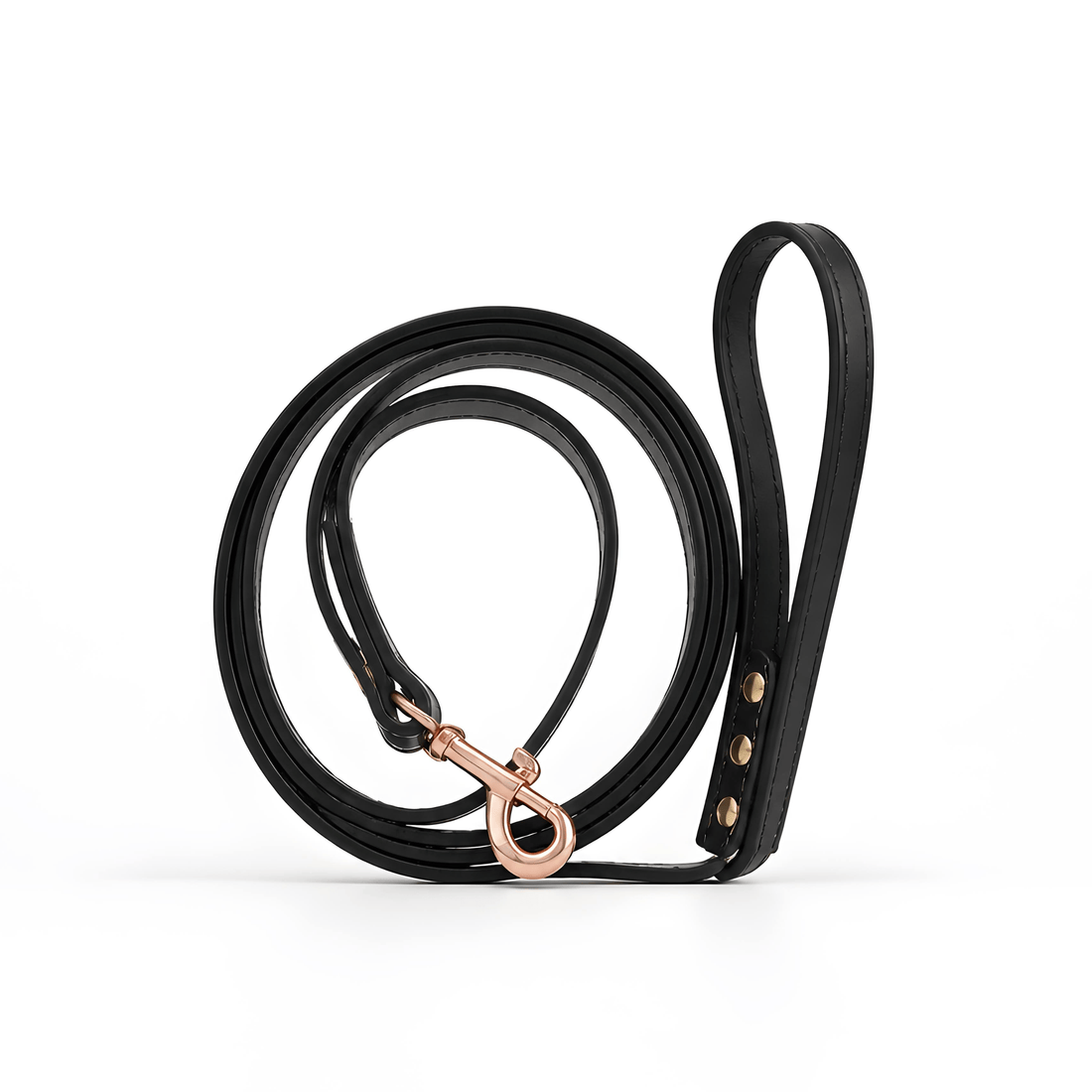 vonSalzburg® Leinen vonSalzburg® Dog Lederleine | Hundeleine mit Leder-Oberseite Espresso, Karabiner in Roségold, 1,46 m