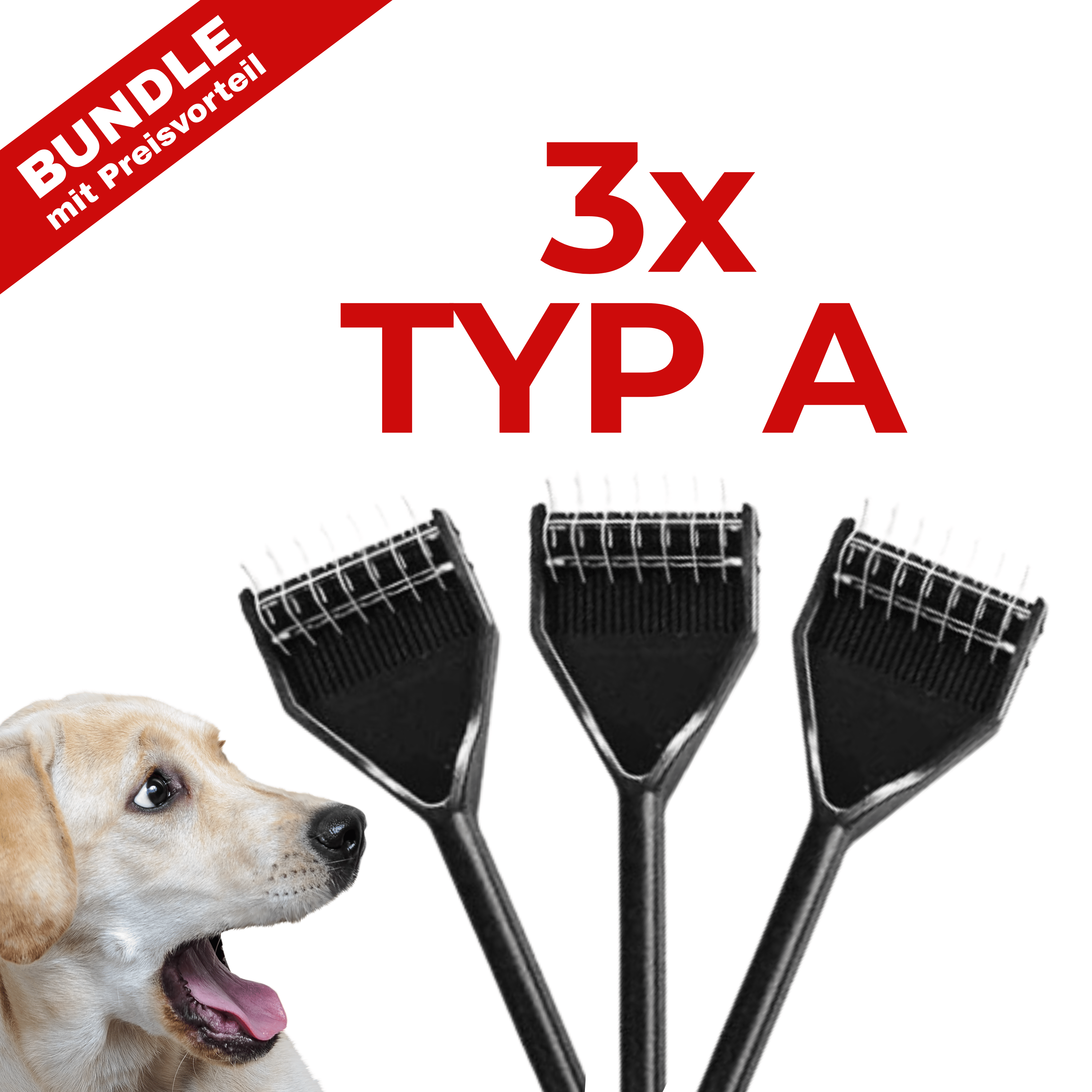 HundertHaar® Bundle HundertHaar® Trimmstriegel Typ A - 3er-Set