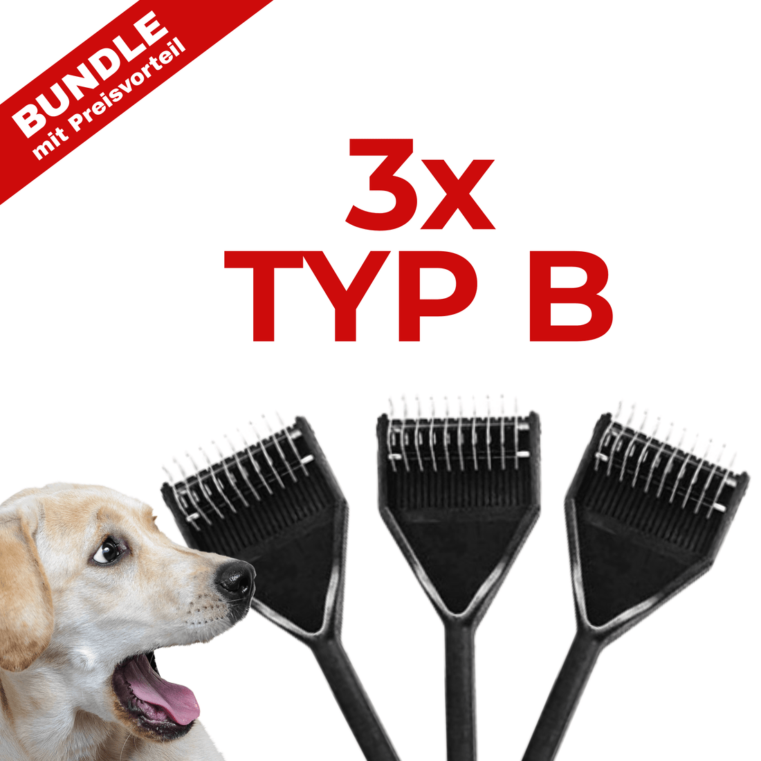 HundertHaar® Bundle HundertHaar® Trimmstriegel Typ B - 3er-Set