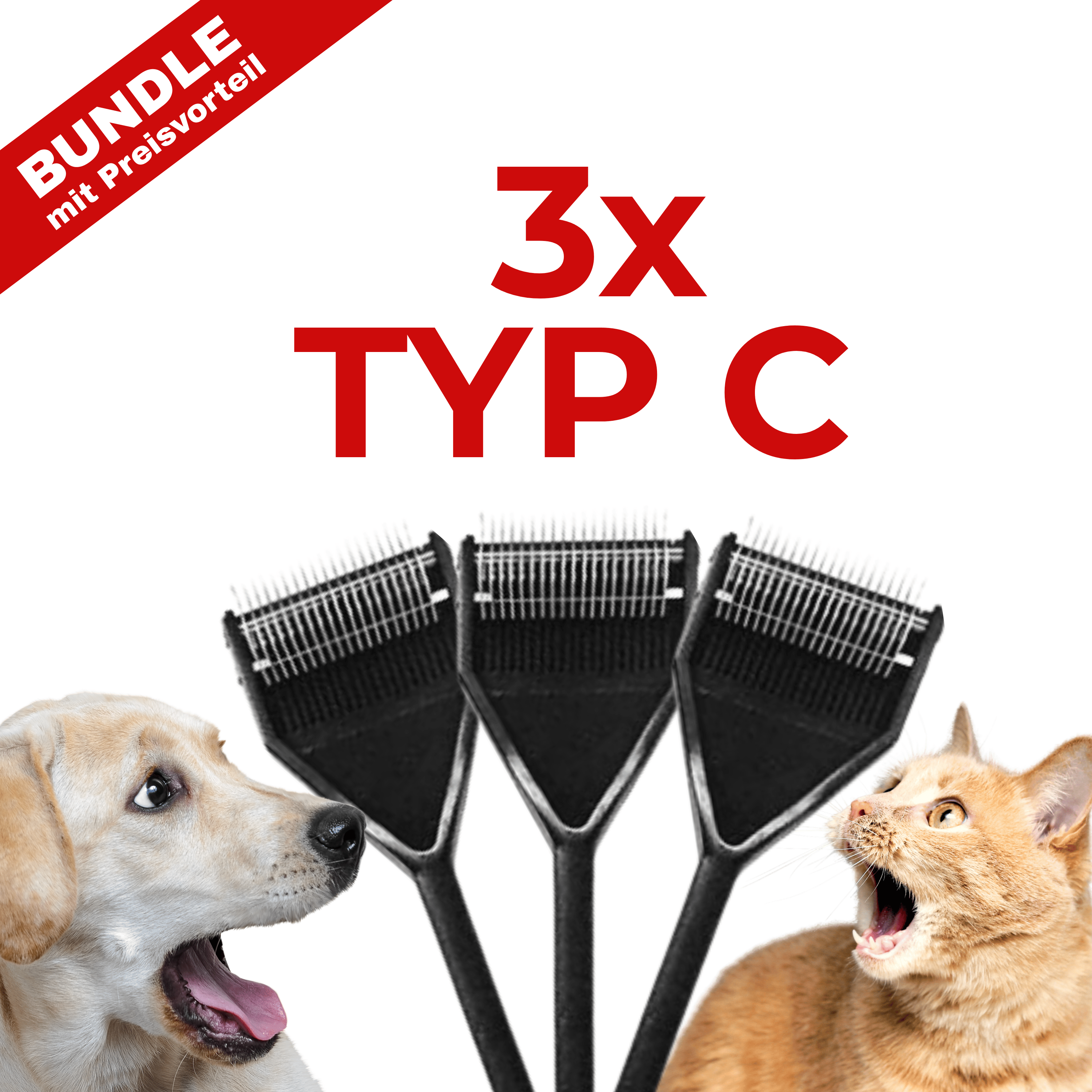 HundertHaar® Bundle HundertHaar® Trimmstriegel Typ C - 3er-Set