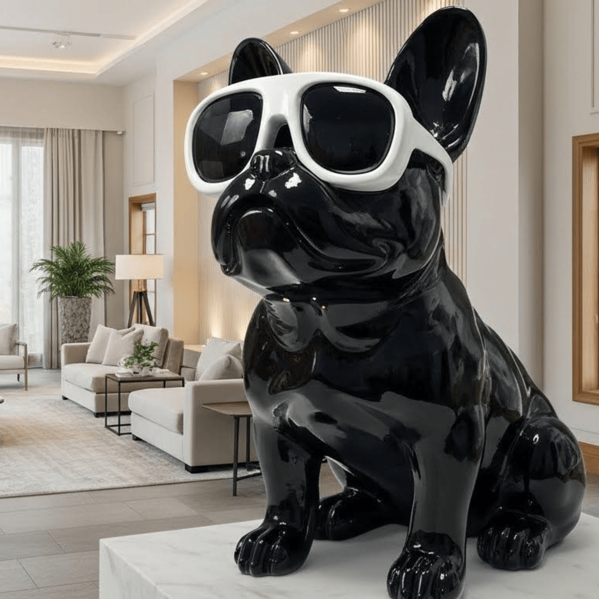 Good4Pets Store Sonstiges Elegante Bulldogge aus Kunstharz – Stilvolle Deko für Wohnzimmer, Büro oder Fensterbank in 4 Designs, XL - 36 cm hoch