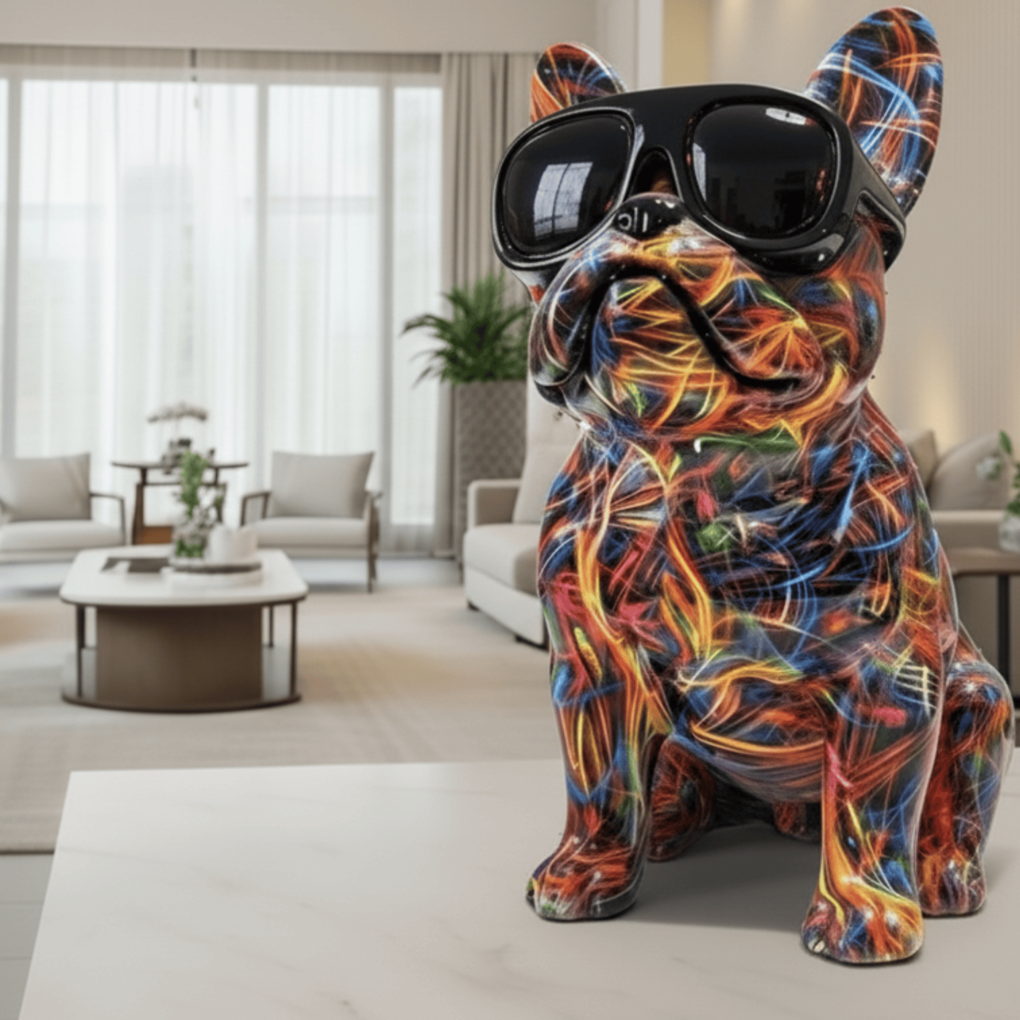 Good4Pets Store Sonstiges Elegante Bulldogge aus Kunstharz – Stilvolle Deko für Wohnzimmer, Büro oder Fensterbank in 4 Designs, XL - 36 cm hoch