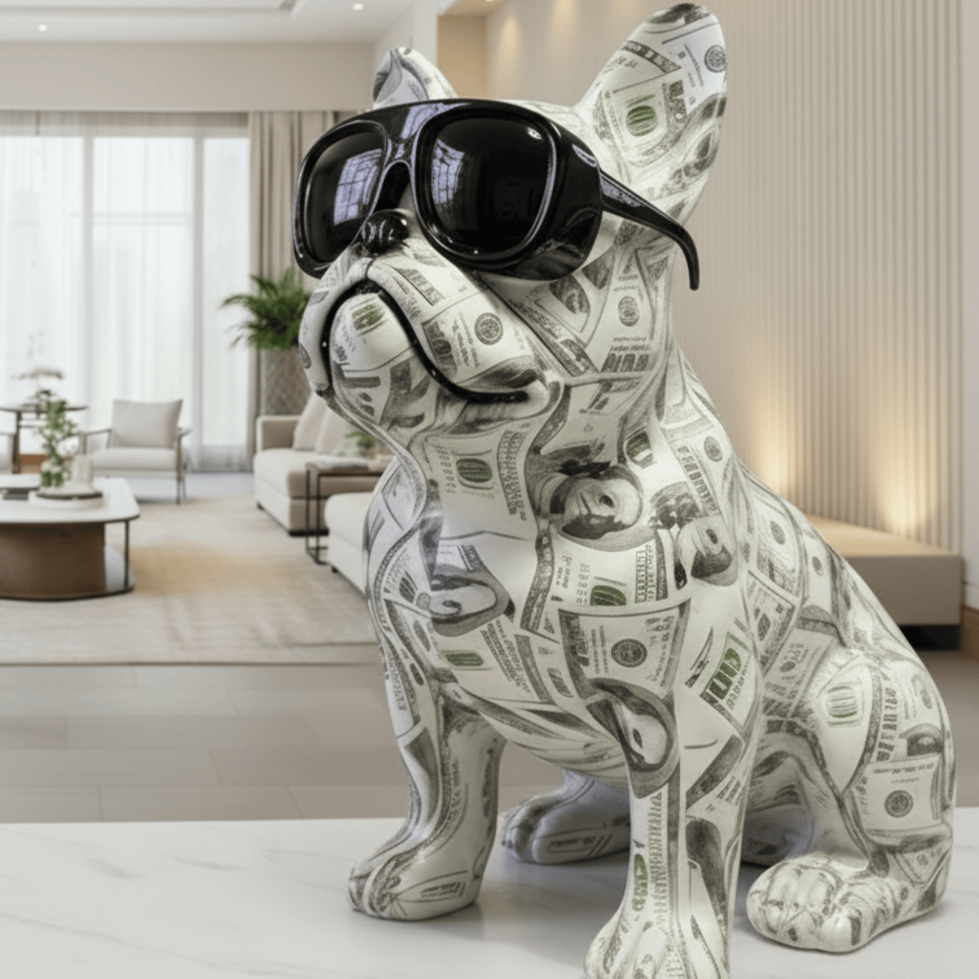 Good4Pets Store Sonstiges Elegante Bulldogge aus Kunstharz – Stilvolle Deko für Wohnzimmer, Büro oder Fensterbank in 4 Designs, XL - 36 cm hoch