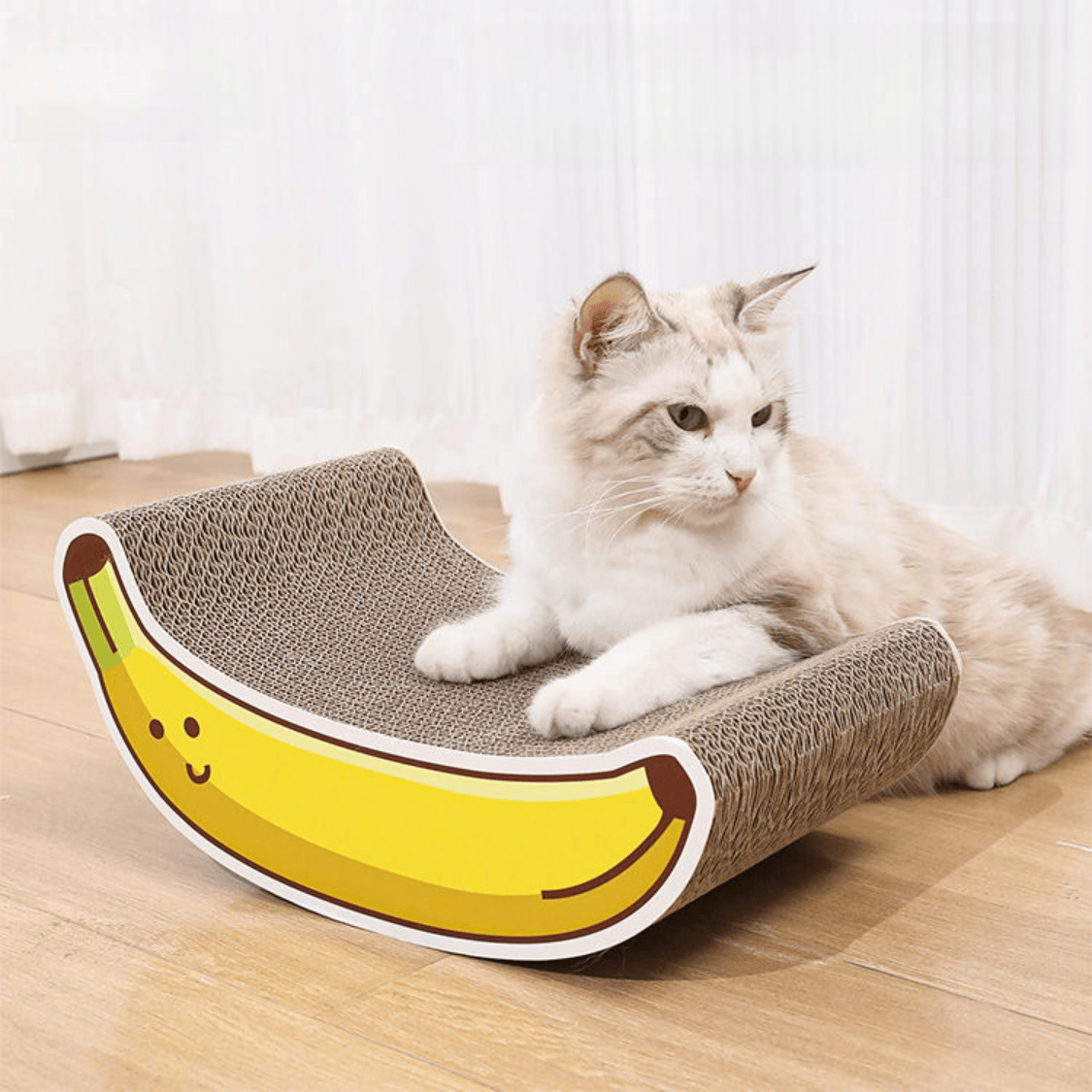Good4Pets - Edition Kratzbrett Banana für Katzen, Kratzmöbel aus Wellpappe in Bananenform